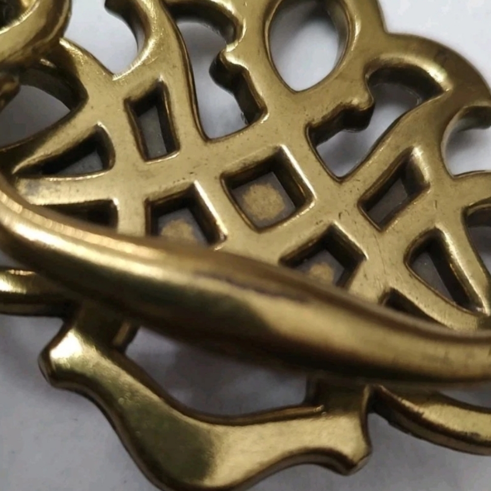 Vintage Brass Chippendale Bail Drawer Pull Flat Keeler (12) art nouveau W/Screws - Picture 6 of 11